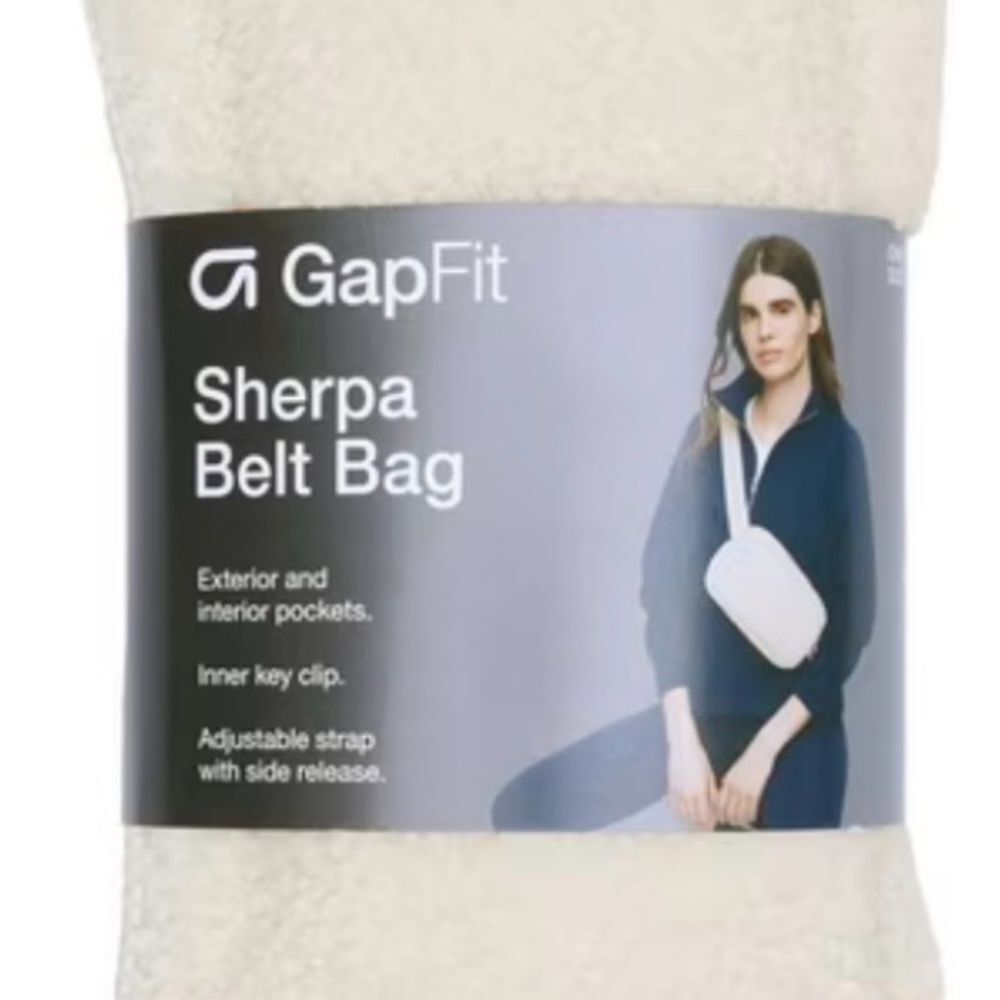 GAP Sherpa Belt Bag in Black and Cream